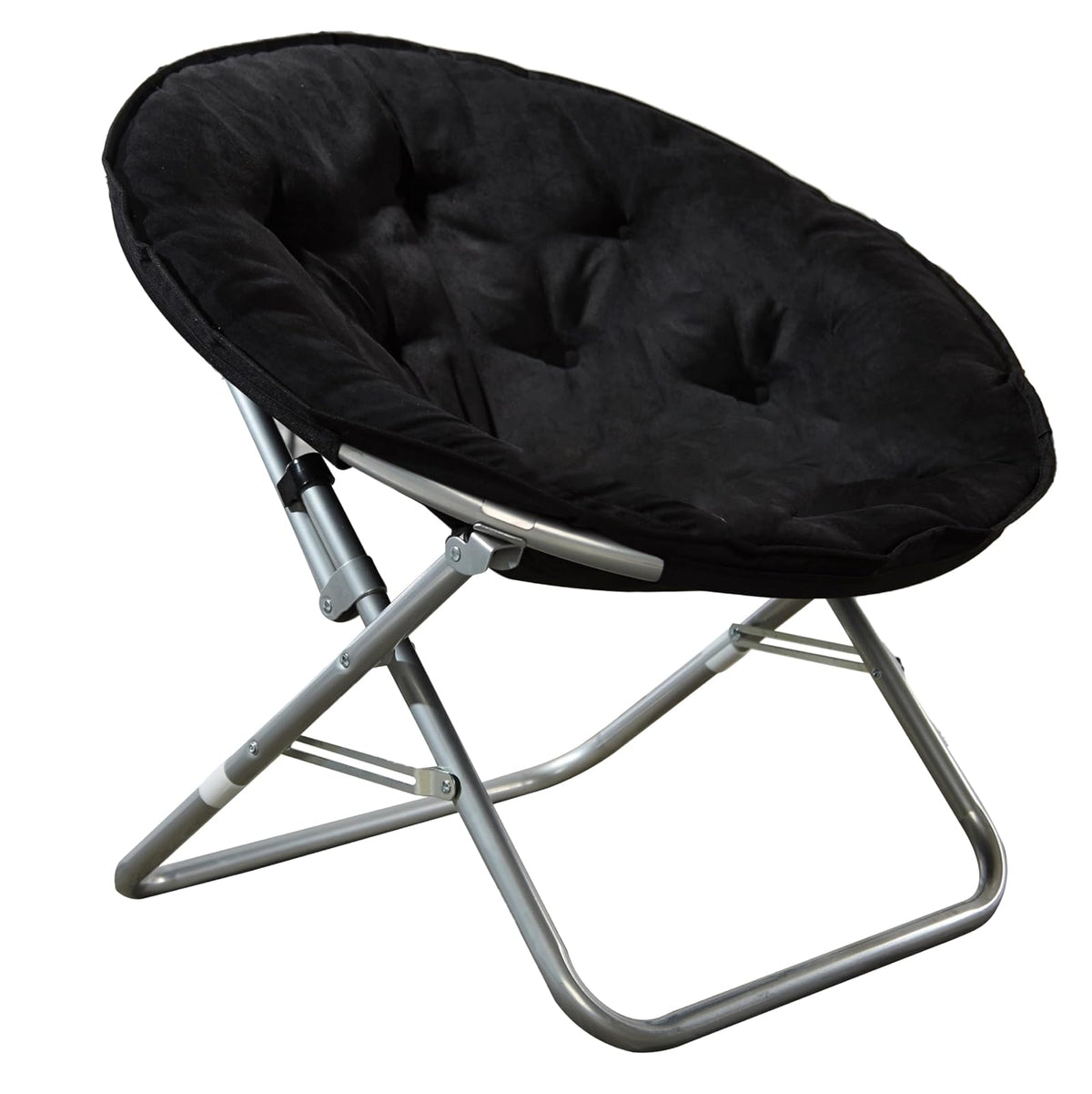 Urban Lifestyle - Silla de platillo Plegable de microgamuza, Color Negro, 27D x 32W x 29.5H