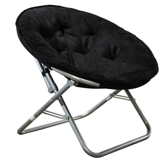 Urban Lifestyle - Silla de platillo Plegable de microgamuza, Color Negro, 27D x 32W x 29.5H