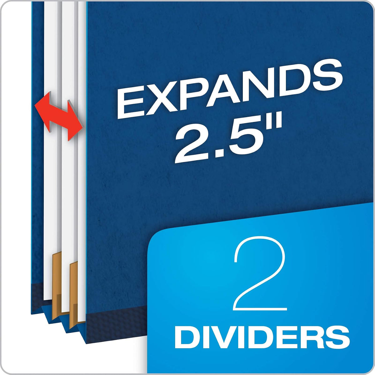Pendaflex Classification Folders, 2 Dividers, 2" Fasteners, Letter, Dark Blue, 10/Box (24132P)