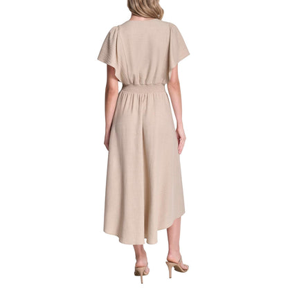 DKNY Vestido Midi Camisero con Mangas Nudo Vestido para Mujer