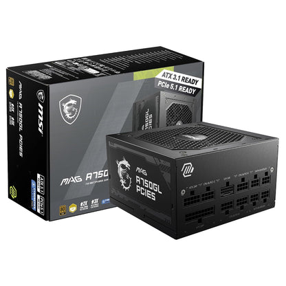 MSI MAG A650GL Fuente de Poder 650W 80 Plus Gold Modular - 750W (PCIE 5) - MAG A750GL PCIE5