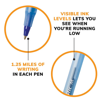 BIC Stic Xtra Life - Bolígrafo redondo (punta mediana), Azul, 144 unidades | Punta media (1,0 mm) para una escritura suave, barril redondo flexible para mayor comodidad, No. 1 bolígrafo de venta