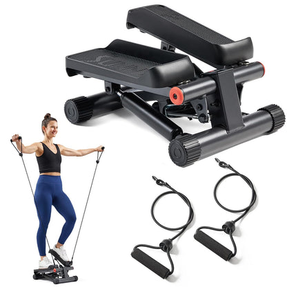 Sunny Health & Fitness Mini Stepper con Bandas de Resistencia - ‎Gris Oscuro