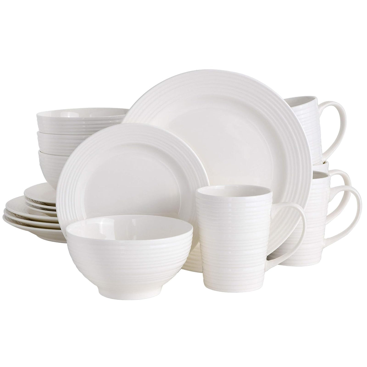 Gibson Home Amelia – Vajilla de corte 16 piezas, color blanco