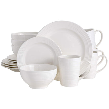 Gibson Home Amelia – Vajilla de corte 16 piezas, color blanco