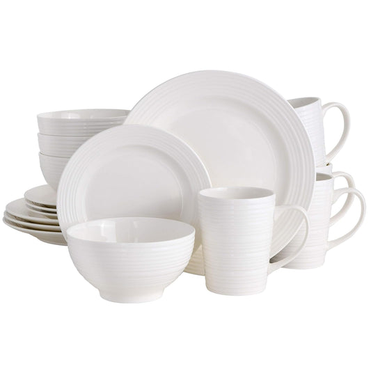 Gibson Home Amelia – Vajilla de corte 16 piezas, color blanco