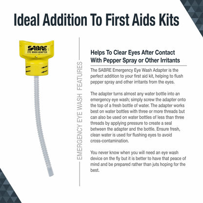SABRE Adaptador para Lavado de Ojos – Convierte la Botella de Agua en un Dispositivo de Lavado de Ojos – Descarga contaminantes Desde el Ojo