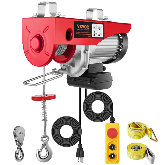 VEVOR Polipasto Eléctrico de 1760 Libras con Control Remoto con Cable de 14 Pies, Polipasto Eléctrico de 110 Voltios con Altura de Elevación de Cable de 40 Pies y Motor de Cobre Puro
