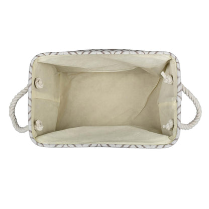 DII Cesta de almacenamiento plegable de poliéster o contenedor con asas de algodón duraderas, solución de organizador para el hogar, oficina, recámara, clóset, juguetes, y lavandería, Ikat , Ikat Stone, 17.75x12x15", 1, 1