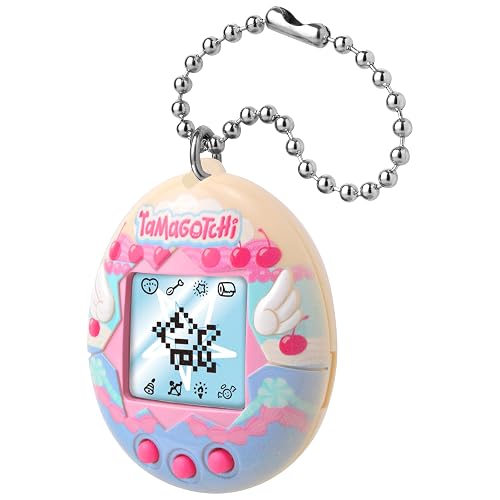 TAMAGOTCHI - Mascota Virtual Original Pastel de Ángel, con Llavero | Mascota digital clásica con minijuegos, sensor de toque, evolución según tus cuidados, batería incluida