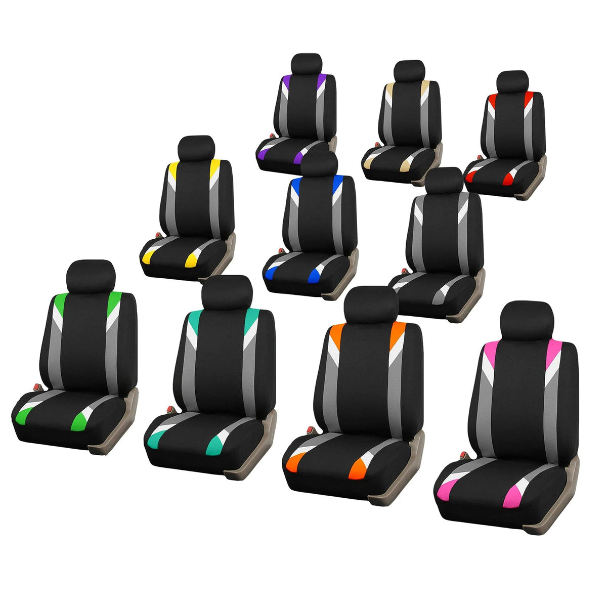 FH Group - Juego Completo de Fundas de Asiento de Automóvil para Asientos de Automóvil con Respaldo bajo con reposacabezas extraíble, Ajuste Universal, Funda de Asiento de automóvil, Funda de Asiento