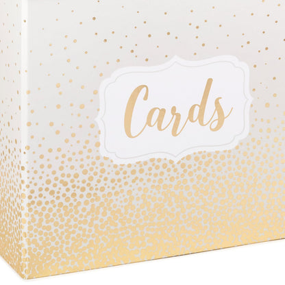Hallmark - Elegante caja de recepción de tarjetas de 10 pulgadas (perlas y puntos dorados) para bodas, graduaciones, jubilaciones, cumpleaños, casas abiertas, aniversarios