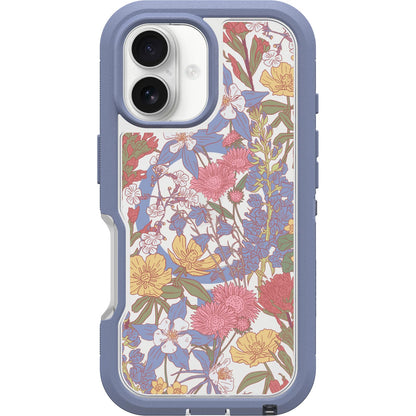 OtterBox Funda Defender Series XT para iPhone 16, Transparente, Compatible con MagSafe - púrpura (Floral Purple)