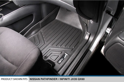 SMARTLINER SA0131/B0131/C0131 Juego Alfombrillas TPE 3 Filas Ajuste Personalizado Negro para Nissan Pathfinder 13-20 Infiniti JX35/QX60 14-20
