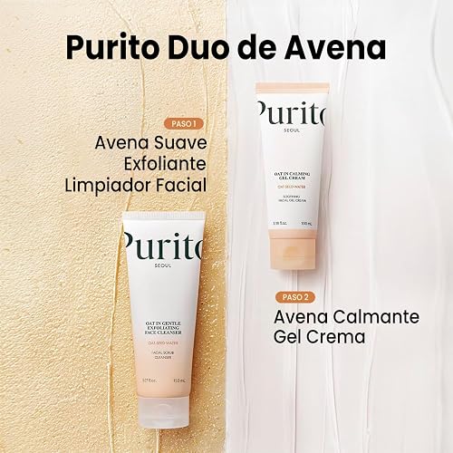 PURITO crema hidratante facial en gel con avena sativa 100 ml - gel hidratante facial para piel grasa y mixta - crema ligera calmante para rostro - skincare coreano