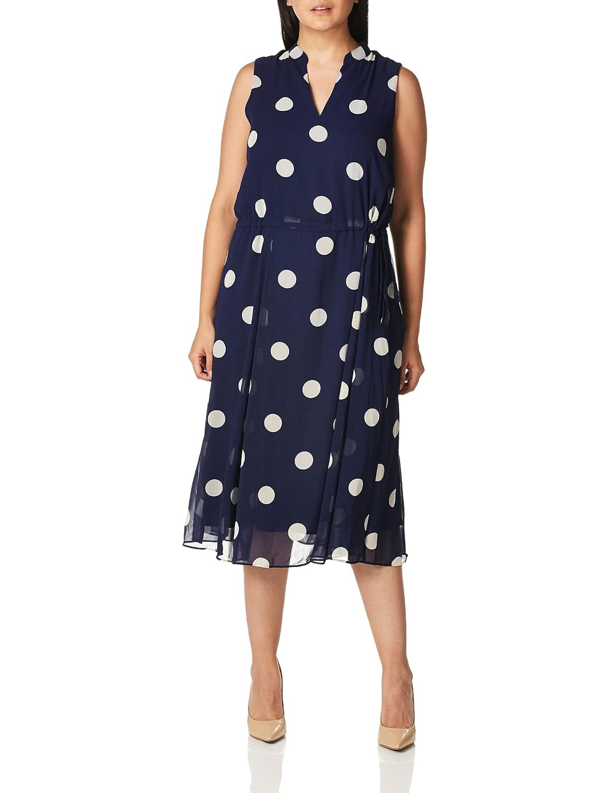 Anne Klein Vestido Midi con cordón para Mujer, Distant Mountain/Anne White, L