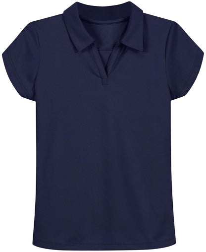 Nautica Polo de Manga Corta para Uniforme Escolar Niña - Azul marino - flor y brillo - 12-14