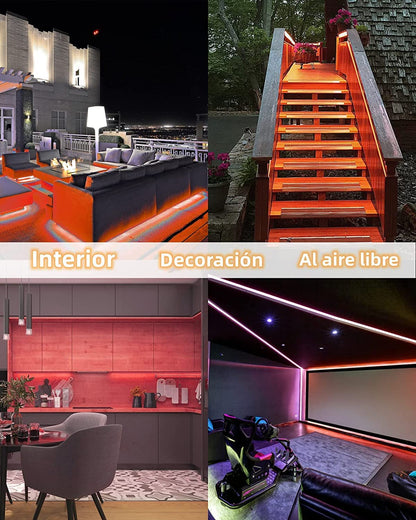 DOSYU Neón flex Tira LED luces de 5 Metro Tira led monocromo Forma ajustable para TV, Dormitorio,Halloween, Navideña, Decoración Hogareña, Iluminación de Armario con LED 3528 Brillante(Naranja)