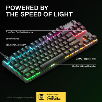 SteelSeries - Nuevo Apex 9 TKL - Mini Teclado óptico HotSwap - Diseño TKL Esports - Interruptores ópticos - Personalización RGB - Marco de aleación de Aluminio - Teclas PBT de Doble Disparo