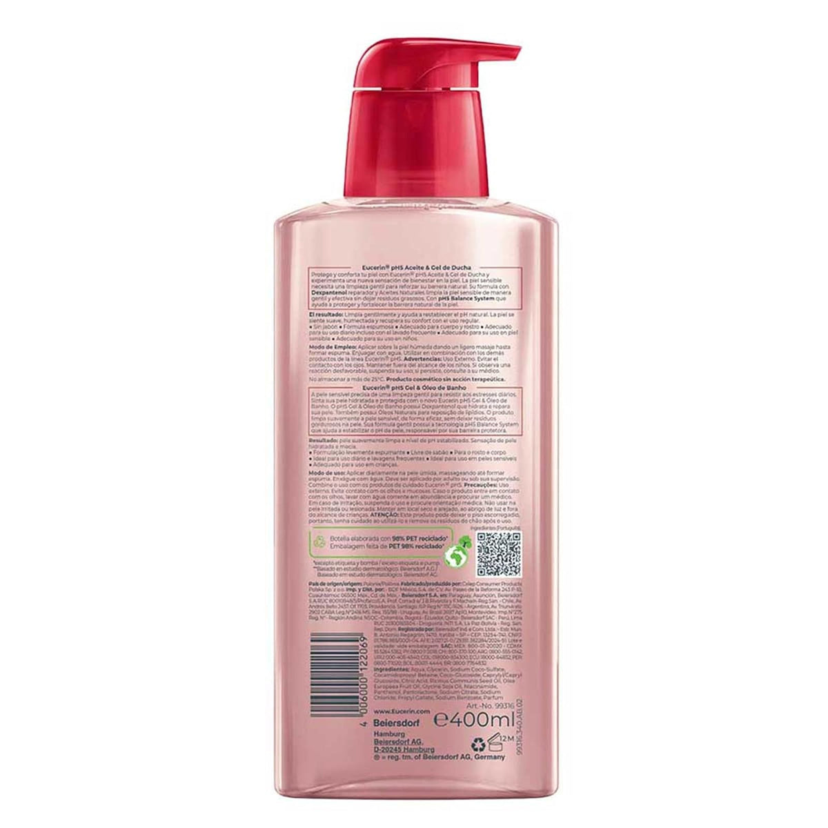EUCERIN pH5 Aceite & Gel de ducha 400ml, Para Piel seca y Sensible | Para Piel Seca, Para Piel Sensible
