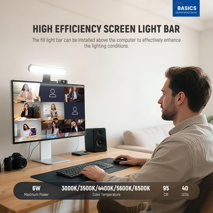 NEEWER Basics 6W Barra Luz Monitor con Soporte/Remoto/Táctil, Lámpara Escritorio LED Bicolor Regulable para Home Office Videoconferencias Luz Computadora Webcam Zoom Juegos Streaming Lectura, L10
