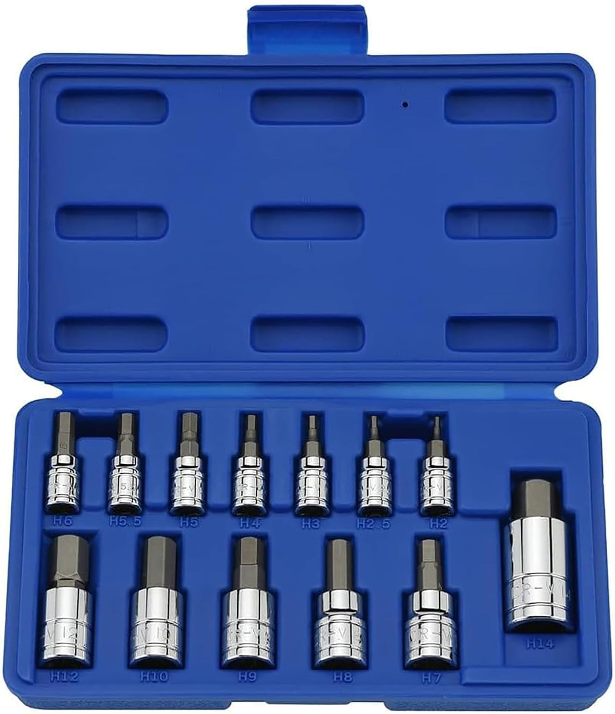 Neiko 10074A Metric MM Pro-Grade Llaves de Cubo Hexagonales, 13 piezas | 13 piezas, aleación acero Cromo-Vanadio, acabado brillante
