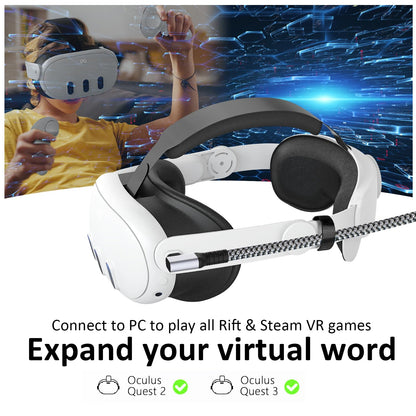 Cable Link VR de 16 pies compatible con Meta Oculus Quest 2/Quest 3/Pro Pico, accesorios trenzados de nailon y juegos de PC Steam VR, cable USB 3.0 de transferencia de datos tipo C, para auriculares VR
