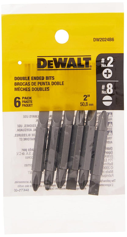 DEWALT DW2024B6 2 Phillips/No. Broca de doble punta con 8 ranuras, paquete de 6