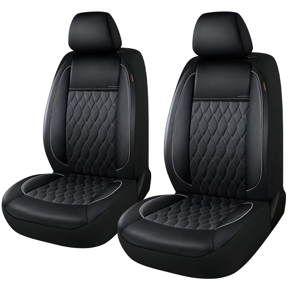 CAROMOP - Juego de 2 Fundas de Asiento de Automóvil de Piel sintética, Fundas de Asiento de Lujo y cómodas para Automóviles, Fundas Interiores compatibles con airbag, Ajuste Universal para SUV, Furgonetas