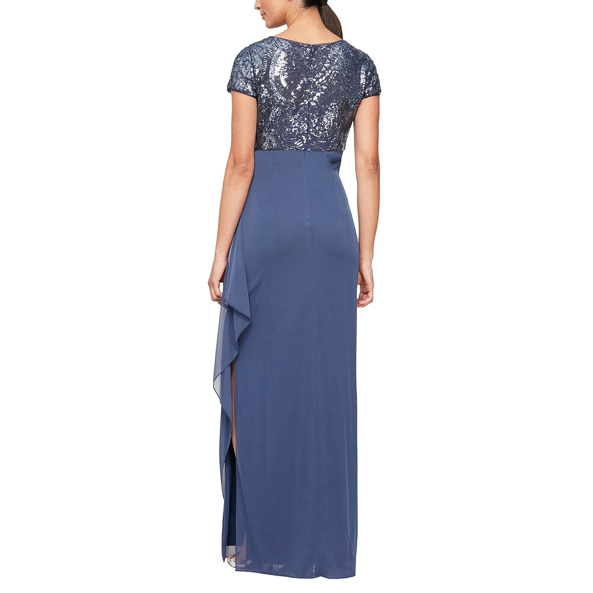 Alex Evenings Vestido Largo con corpiño de Lentejuelas elástico con Cintura Imperio Vestido para ocasión Especial Mujer