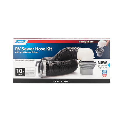 Camco Kit de Alcantarillado RV 39551, Manguera de 10 ft, Negro