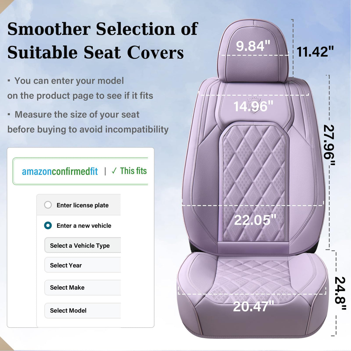 Coverado Juego completo de fundas de asiento de automóvil, fundas de asiento de piel morado para automóviles, protector de asiento delantero y trasero, funda universal impermeable para asiento de automóvil, fundas