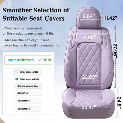 Coverado Juego completo de fundas de asiento de automóvil, fundas de asiento de piel morado para automóviles, protector de asiento delantero y trasero, funda universal impermeable para asiento de automóvil, fundas