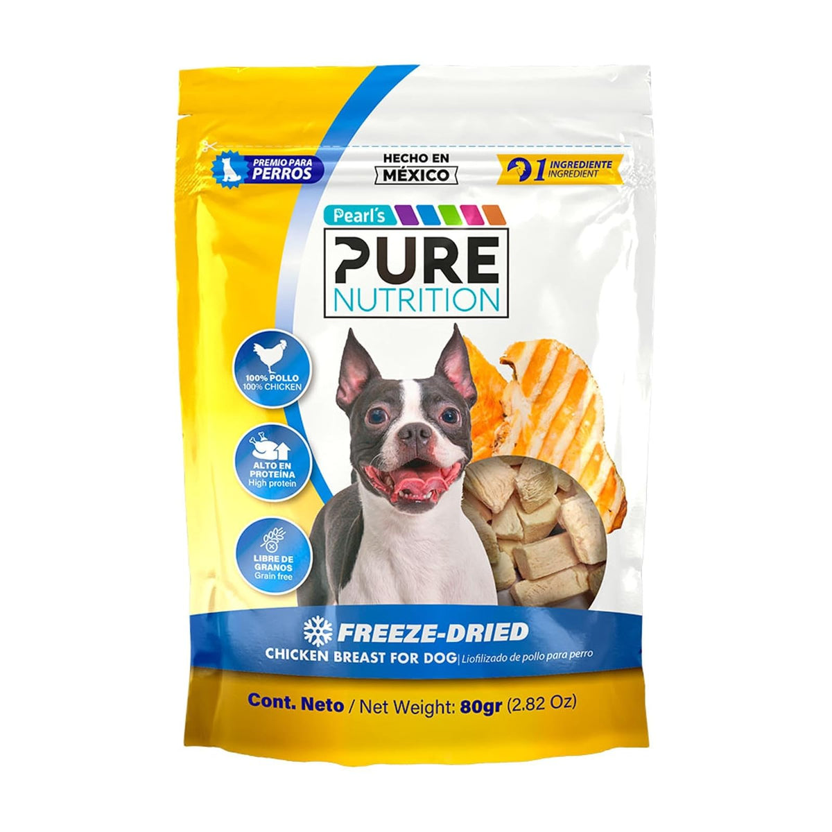 Pearl's Pure Nutrition Freeze-Dried Premio para Perro,Pechuga de Pollo, 80g