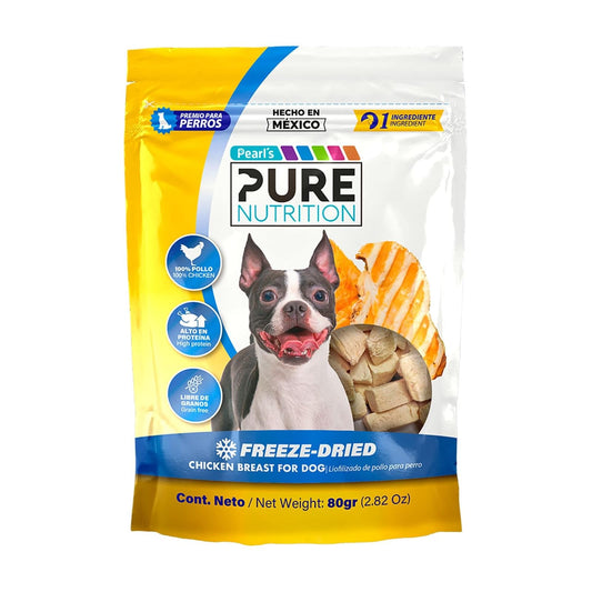 Pearl's Pure Nutrition Freeze-Dried Premio para Perro,Pechuga de Pollo, 80g