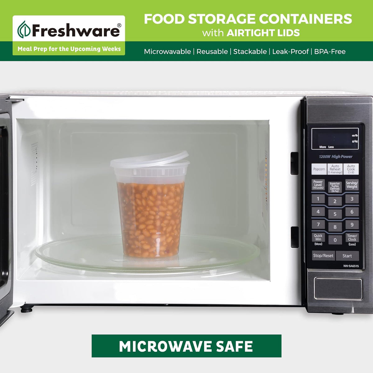Freshware Recipientes de Almacenamiento de Alimentos 946ml Juego 240 Tapas Herméticas