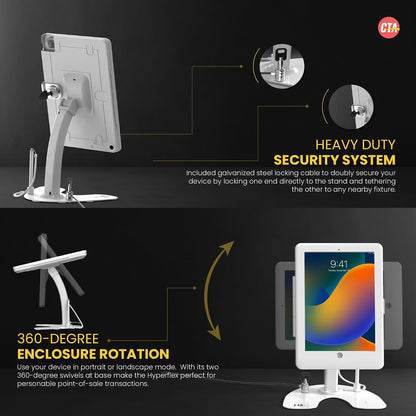 Soporte de quiosco dual - Soporte de seguridad CTA con funda de bloqueo, cable, lápiz óptico y correa - Compatible con conector para auriculares, iPad 7th/8th/9th Gen 10.2", iPad Pro 10.5 (PAD-ASKW10)
