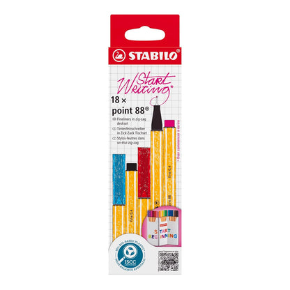 STABILO Point 88 Fineliner – Estuche Zig‑zag con 18 rotuladores de punta fina 0.4 mm