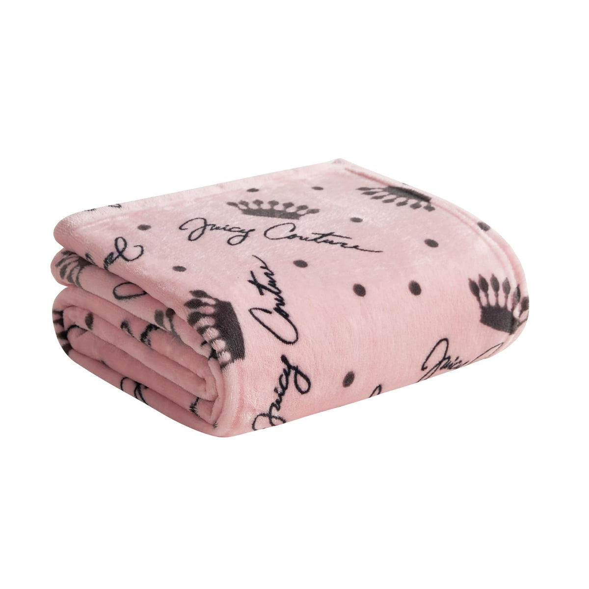 Juicy Couture - Manta de Tiro | Crown Royal | Felpa y acogedora | Mantas Decorativas para sofás, sillas y Camas, Lujosa y Suave, decoración Elegante del hogar, Mide 50 x 70 Pulgadas, Color Rubor/Gris
