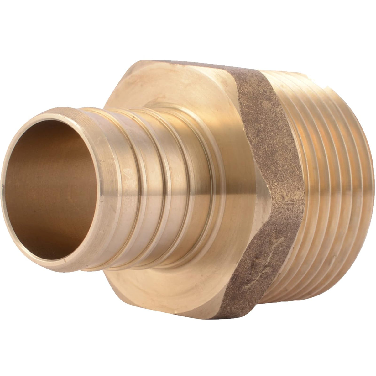 SharkBite Adaptador macho MNPT de 1 pulgada, ajuste de fontanería de latón, tubo PEX, cobre, UC140LFA