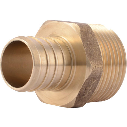 SharkBite Adaptador macho MNPT de 1 pulgada, ajuste de fontanería de latón, tubo PEX, cobre, UC140LFA