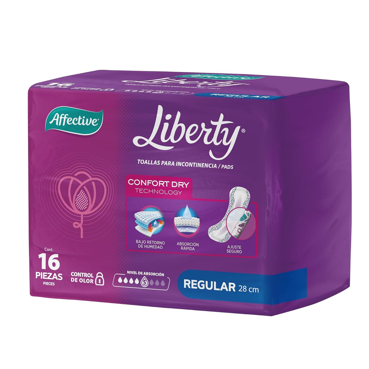 Affective Liberty Toallas para Incontinencia Femenina, Talla Mediano, 192 Piezas