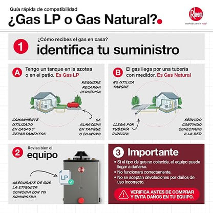 Rheem Essentials Calentador de agua instantáneo a gas 6 L/Min Gas LP 1 Servicio RHE-CHN06P