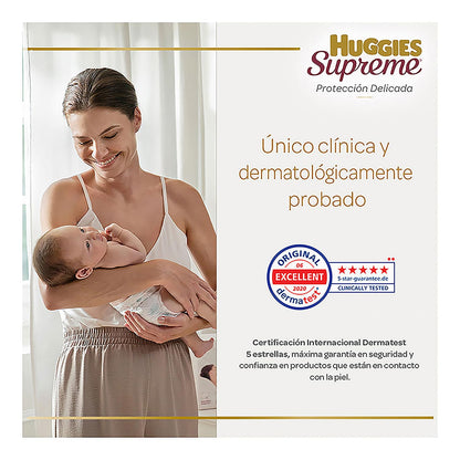Pañal Huggies Supreme Etapa 7, Caja con 180 piezas, para bebés de 16 kg en adelante. Único clinica y dermatologicamente probado