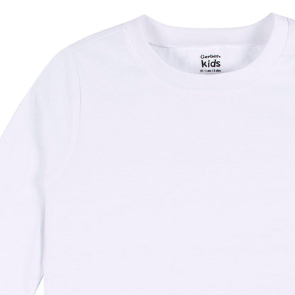 Gerber Paquete de 5 Camisetas de Manga Larga sólidas para niños pequeños, 160 g/m² Camisetas de Manga Larga para bebés y niños pequeños para Unisex bebé