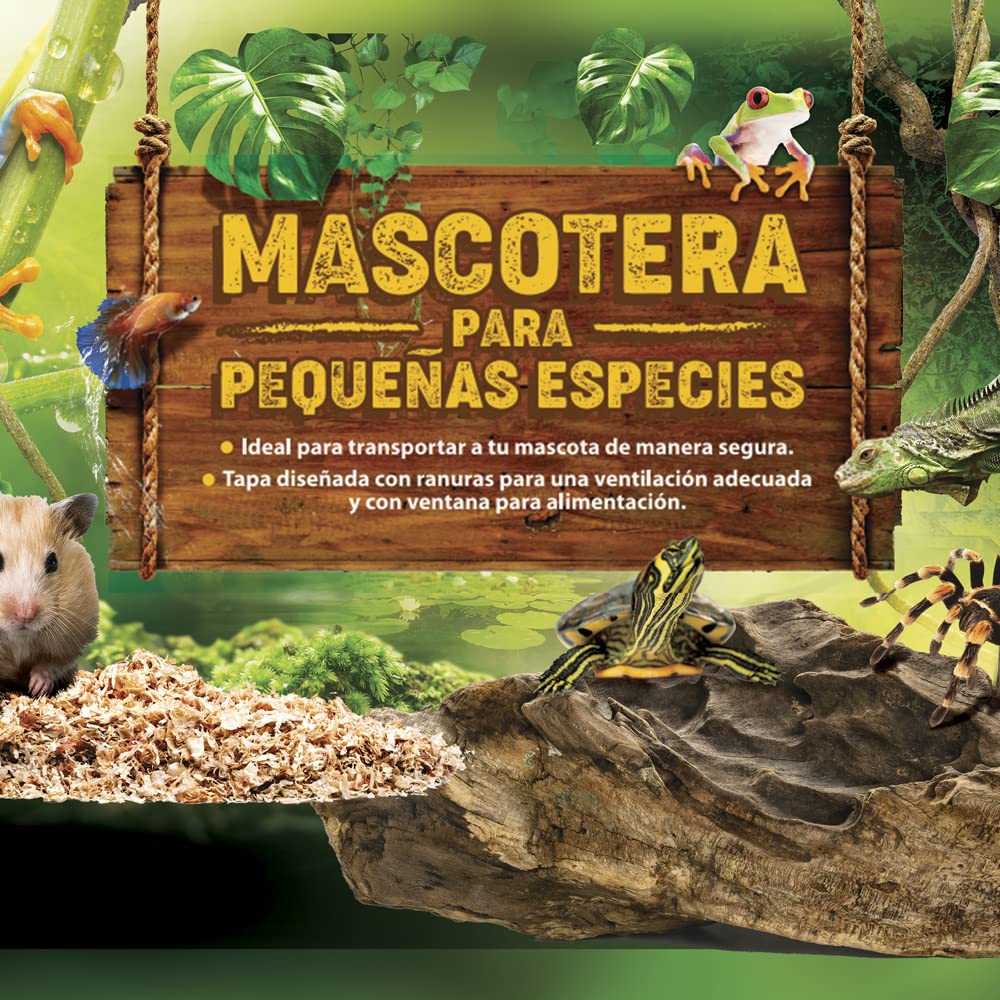 Lomas Mascotera Mediana para Pequeñas Especies 32.5 x 21 x 20 cm – Transportadora de Plástico con Ventilación y Tapa de Acceso