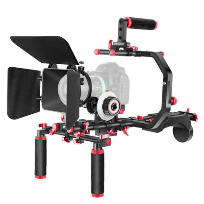 NEEWER Kit Plataforma de Hombro para Cámara con Varillas de 15mm - SR101-Red