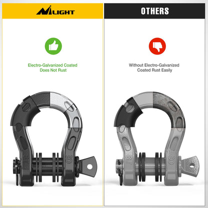 Nilight Grilletes de Anillo en D 3/4", Pasador 7/8", 70 LB, Negro, Paquete de 2 - Compatible Jeep, ATV, Camión