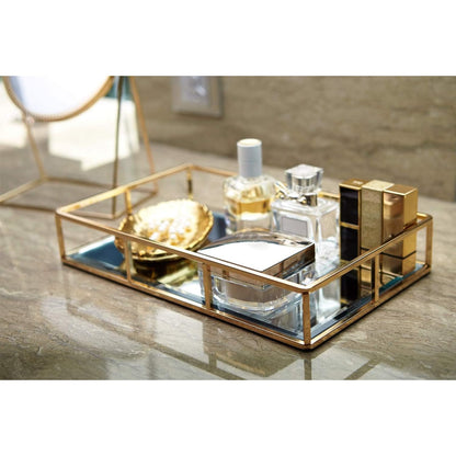 PuTwo Organizador, Tray, 1 | Bandeja de oro para joyería, organizador de perfumes, bandeja de maquillaje para cambiador, baño, recámara