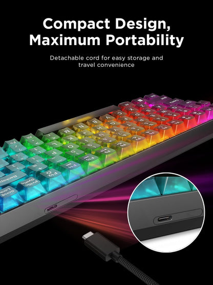 Lenovo Legion K510 Mini Pro Teclado mecánico para Juegos, 75% diseño sin Llave, Teclas translúcidas, por tecla RGB, interruptores mecánicos Intercambiables en Caliente, Llave copiloto MS, Cable USB-C